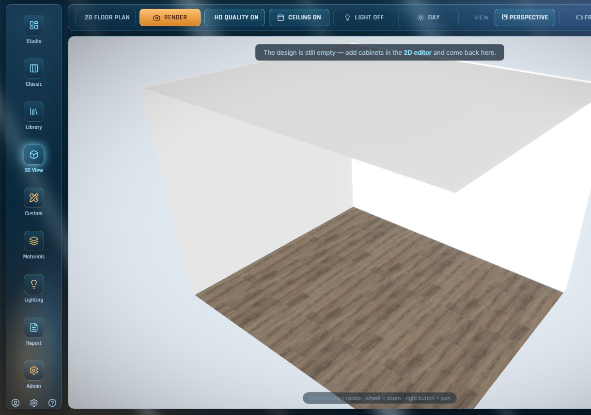 KitchenSnap 3D visualization interface in English